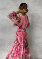 Isabel | Vestido Traçado Floral Fluido