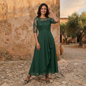 Leonor | Vestido de Chiffon com Corpete de Renda