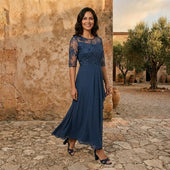 Leonor | Vestido de Chiffon com Corpete de Renda