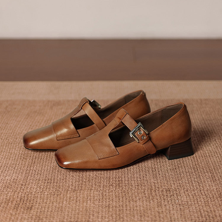 Vera | Mules com Fivela e Biqueira Quadrada