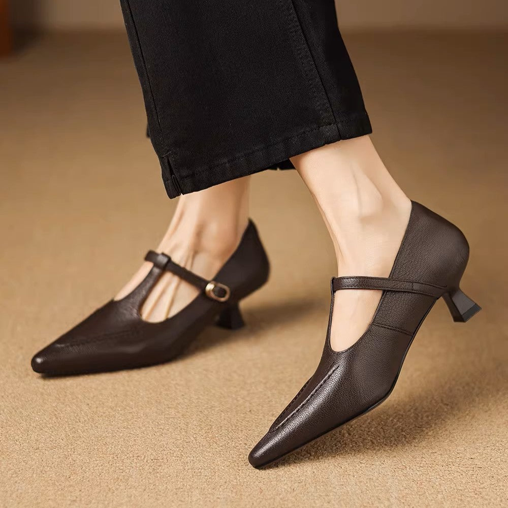 Marisa | Sapatos de Salto com Tira em T e Biqueira Pontiaguda