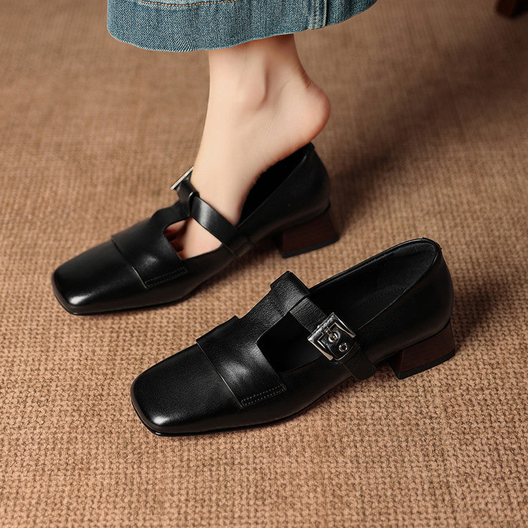 Vera | Mules com Fivela e Biqueira Quadrada