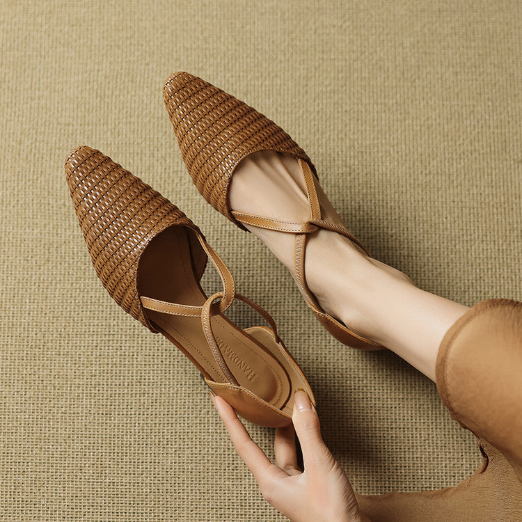 Carlota | Sapatos de Salto Entrançados com Tira em T
