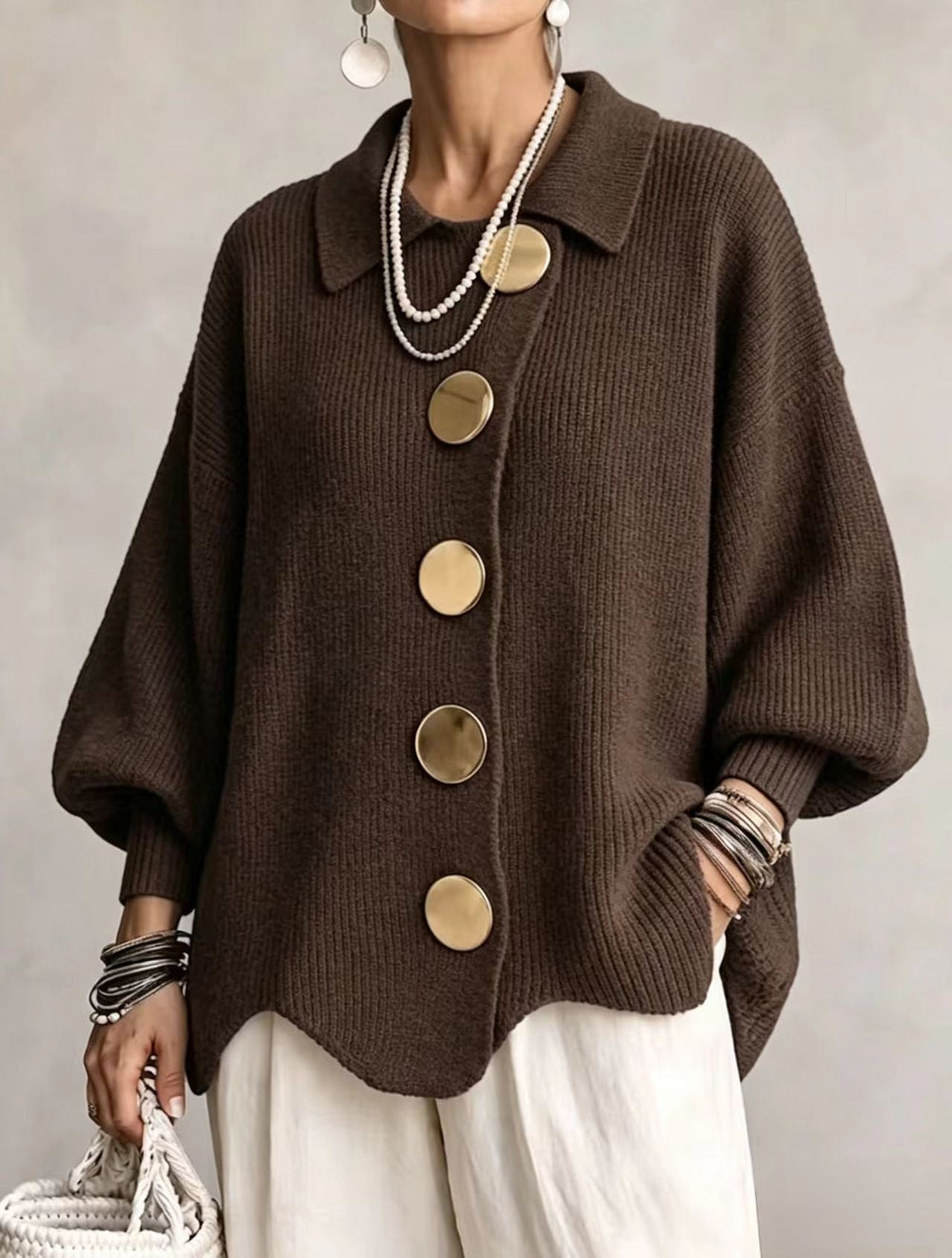 Victoire | Cardigan Oversize com Botões Dourados