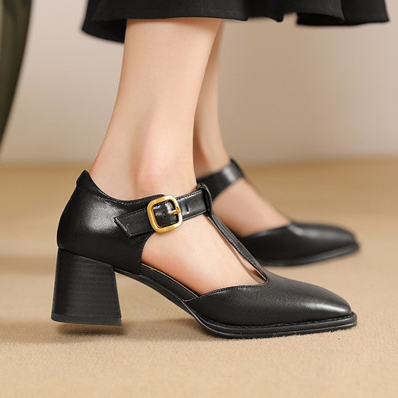 Sapatilhas de Couro Marcele T-Strap