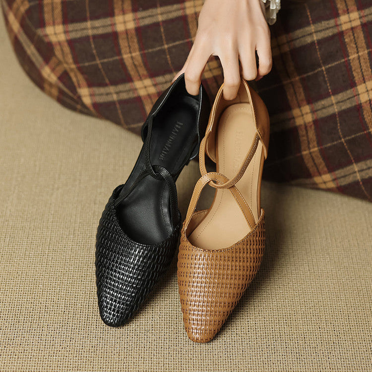 Carlota | Sapatos de Salto Entrançados com Tira em T