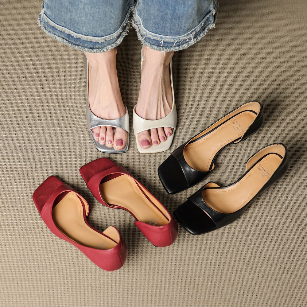 Regina | Sapatos Peep-Toe de Salto Baixo