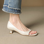 Regina | Sapatos Peep-Toe de Salto Baixo