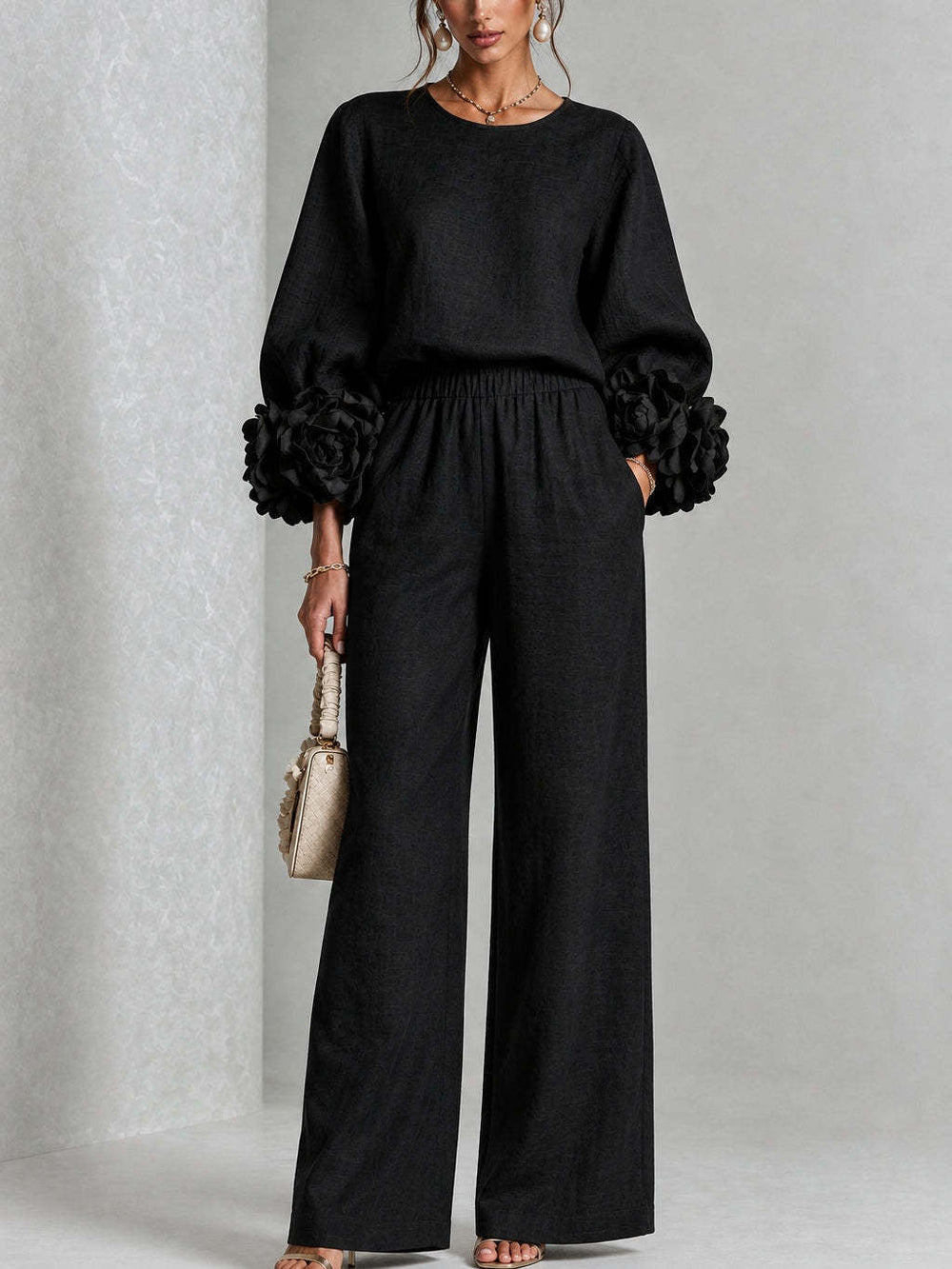 Rosa | Conjunto com Punhos Florais