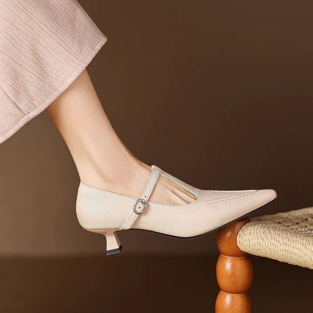 Marisa | Sapatos de Salto com Tira em T e Biqueira Pontiaguda