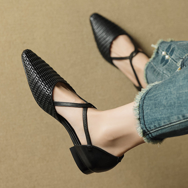 Carlota | Sapatos de Salto Entrançados com Tira em T