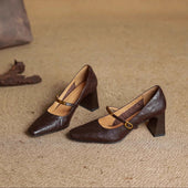 Carmo | Sapatos Mary Jane Clássicos de Salto Largo