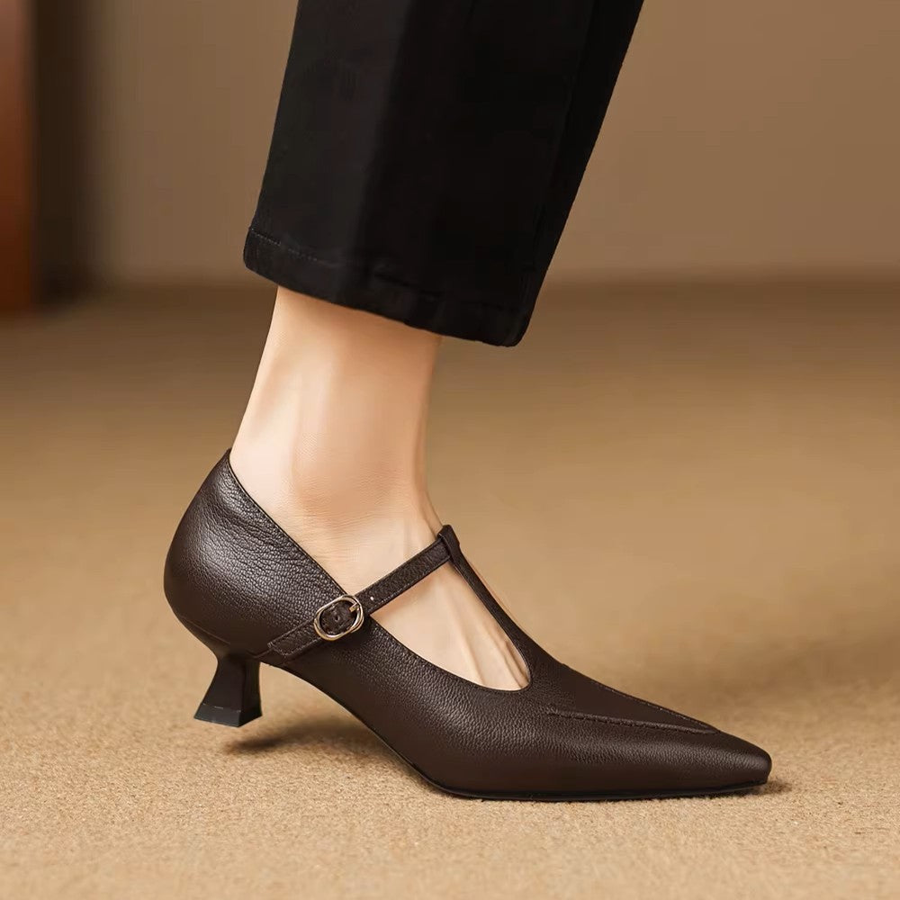 Marisa | Sapatos de Salto com Tira em T e Biqueira Pontiaguda