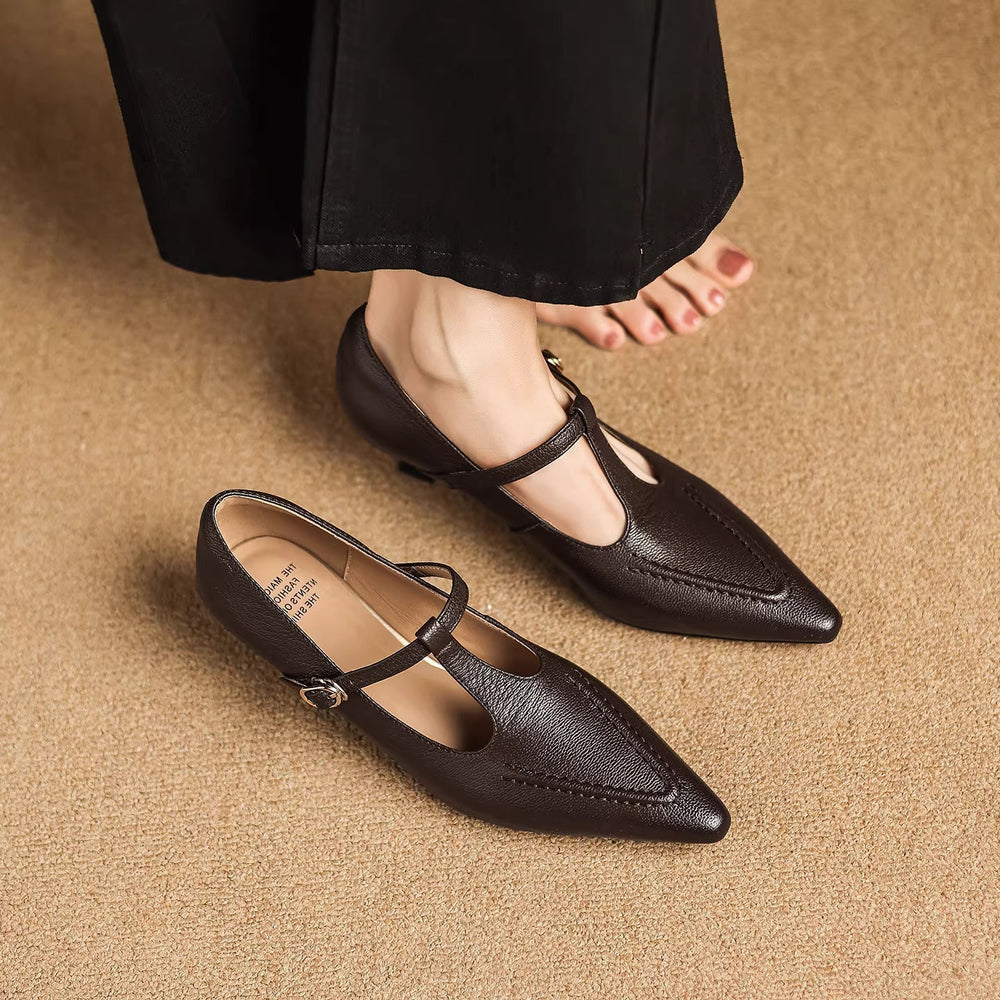 Marisa | Sapatos de Salto com Tira em T e Biqueira Pontiaguda