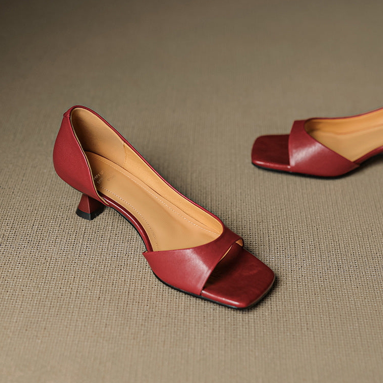 Regina | Sapatos Peep-Toe de Salto Baixo