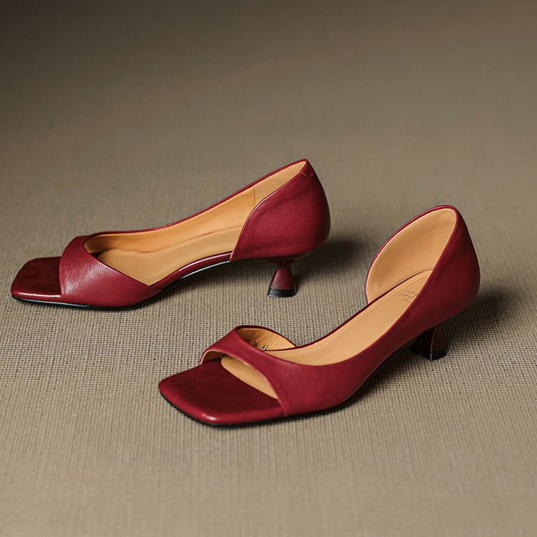 Regina | Sapatos Peep-Toe de Salto Baixo