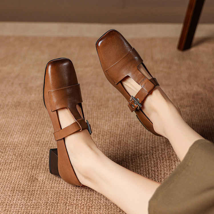 Vera | Mules com Fivela e Biqueira Quadrada