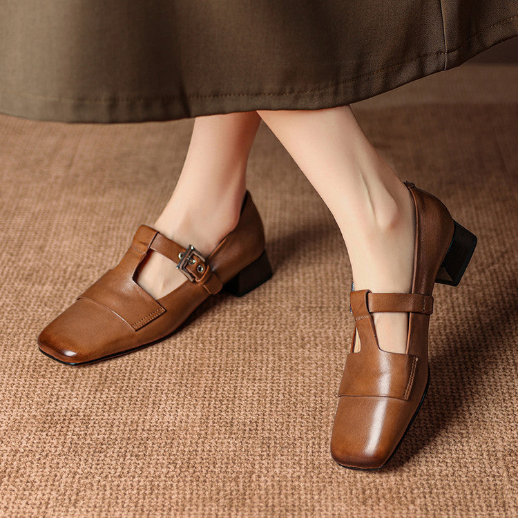 Vera | Mules com Fivela e Biqueira Quadrada