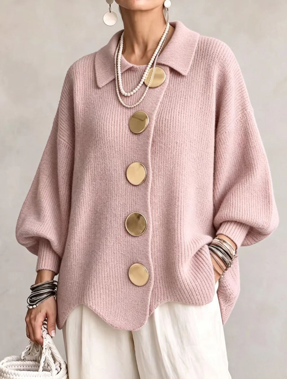 Victoire | Cardigan Oversize com Botões Dourados