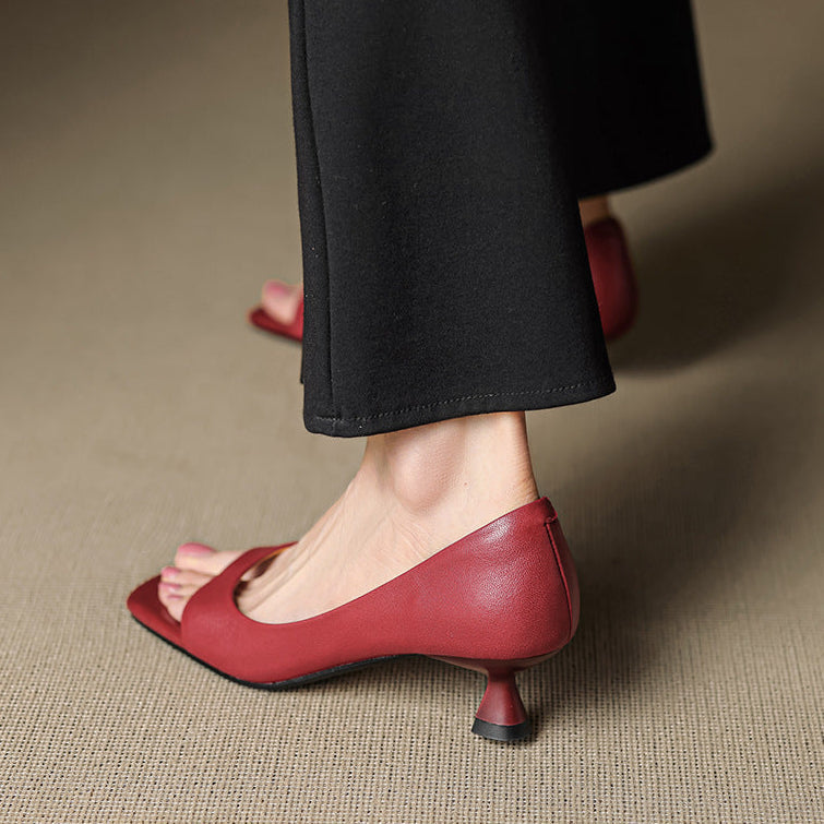 Regina | Sapatos Peep-Toe de Salto Baixo