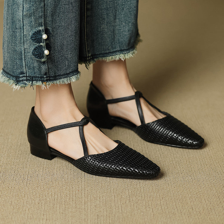 Carlota | Sapatos de Salto Entrançados com Tira em T
