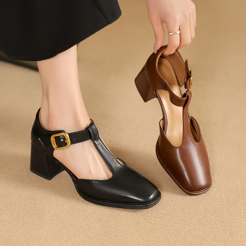 Sapatilhas de Couro Marcele T-Strap