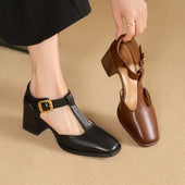 Sapatilhas de Couro Marcele T-Strap