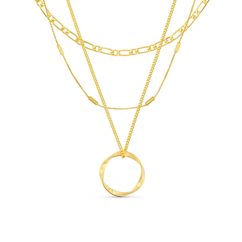 Offener Kreis Halskette Dreireihig | Gold