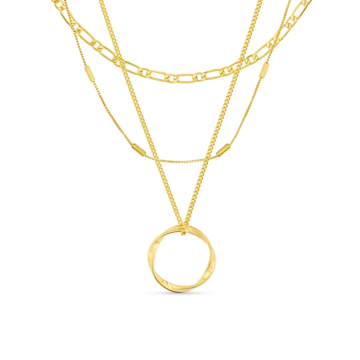 Offener Kreis Halskette Dreireihig | Gold