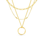 Offener Kreis Halskette Dreireihig | Gold