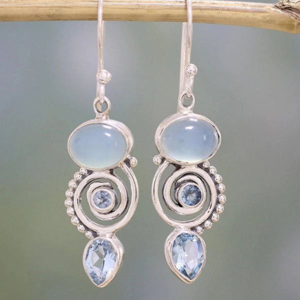 Etelvina | Brincos Vintage com Pedras Azuis