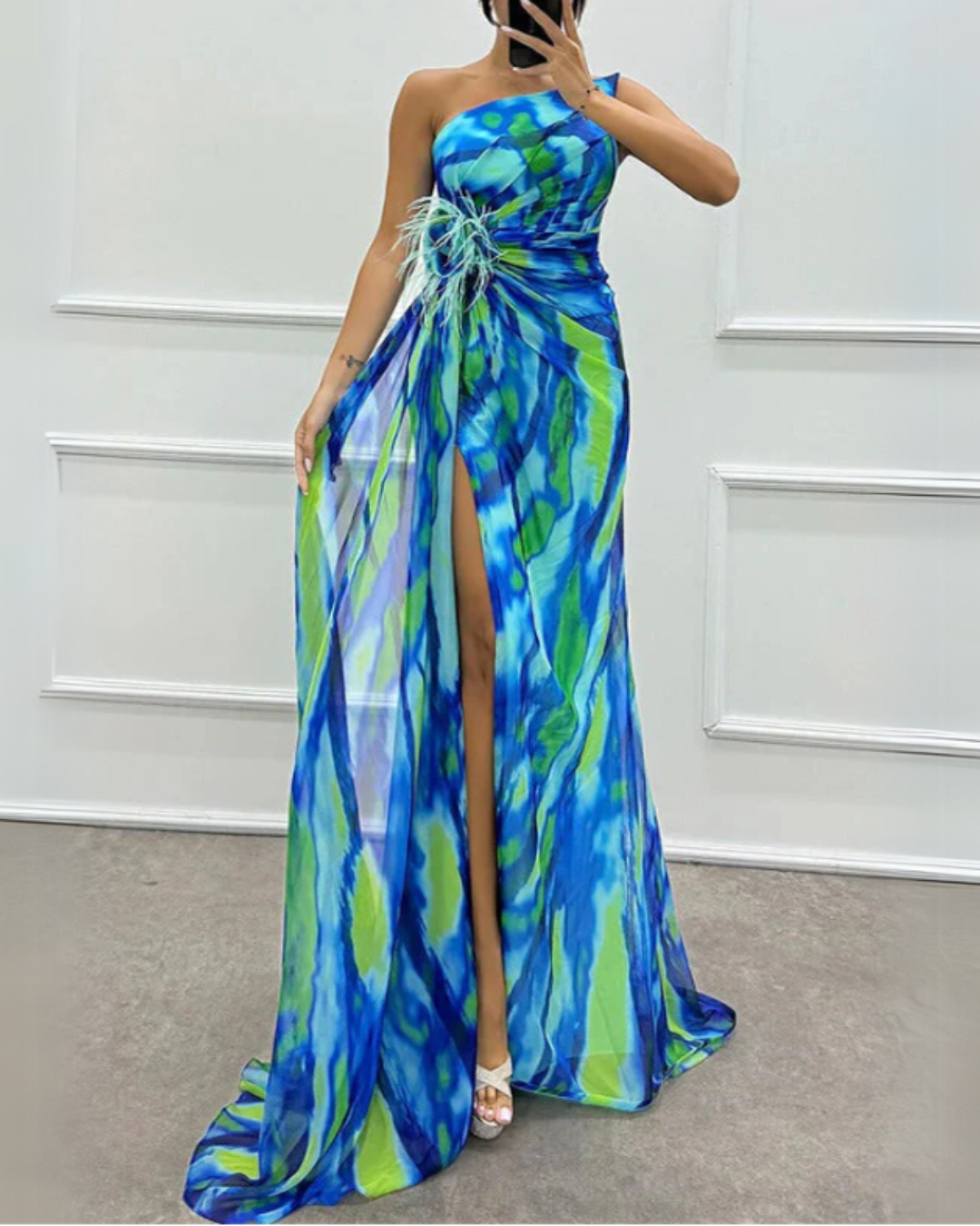 Nicole | Vestido de Gala Drapeado de Um Ombro