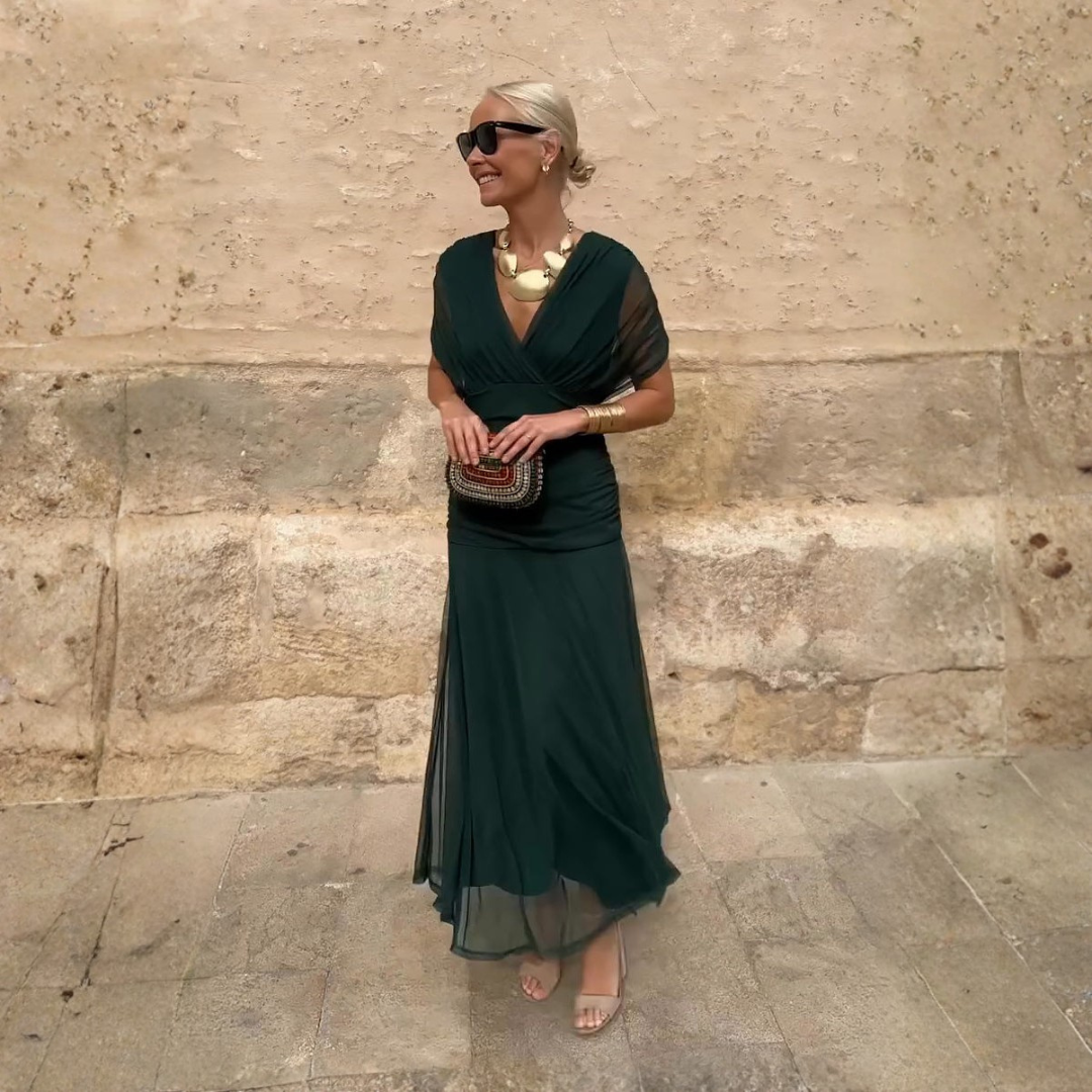 Luísa - Vestido Maxi de Festa Elegante com Decote em V