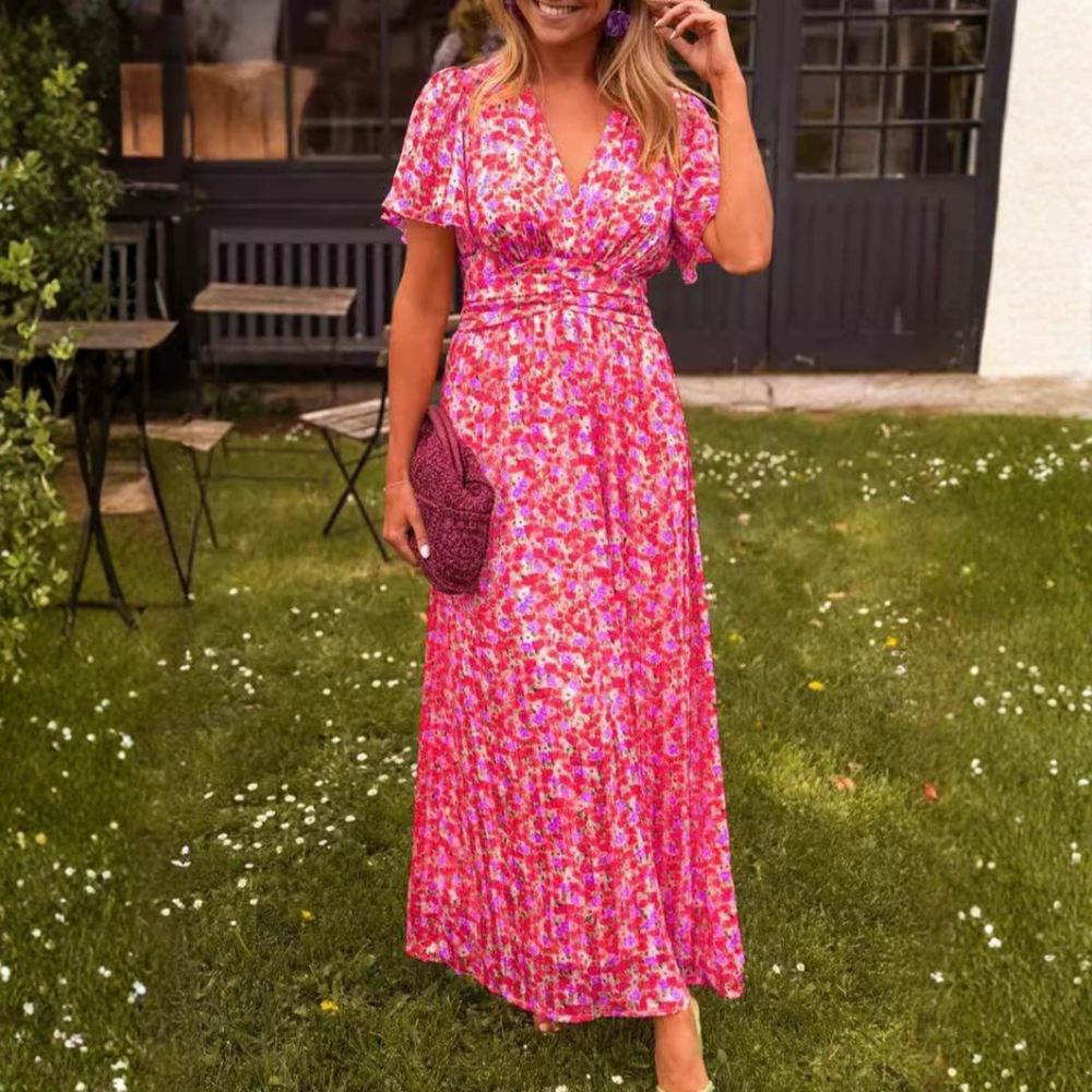 Élina – Vestido longo fluido com flores