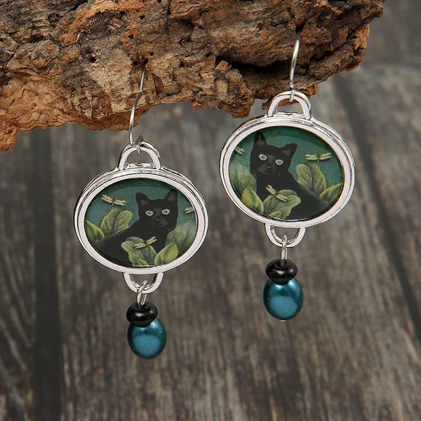 Benvinda | Brincos Gato Preto Vintage