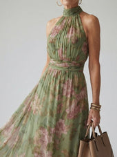 Aurélia | Vestido Comprido Franzido com Decote Halter