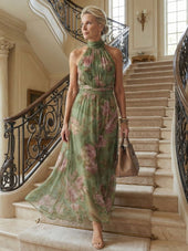 Aurélia | Vestido Comprido Franzido com Decote Halter