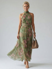 Aurélia | Vestido Comprido Franzido com Decote Halter