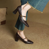 Carmo | Sapatos Mary Jane Clássicos de Salto Largo