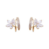 Blumenohrringe mit Zirkonia-Einlagen in Gold