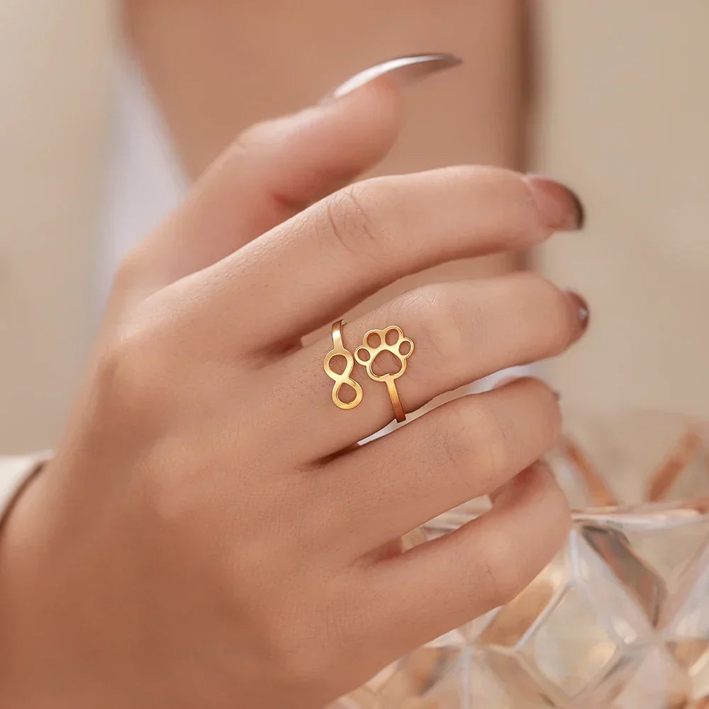 Magda | Anel Ajustável Patinha e Infinito