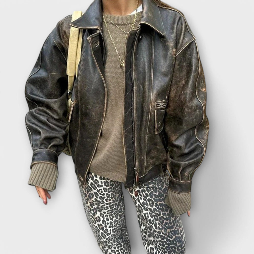 Chandra - Calças de ganga vintage leopardo