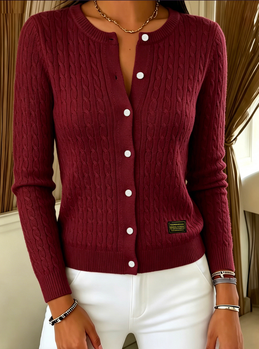 Tilde | Cardigan de Tranças com Botão