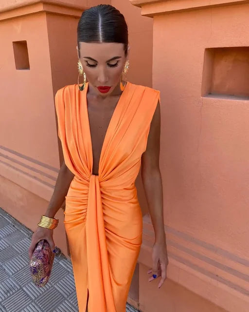 Eugénia | Vestido de Noite Drapeado Elegante