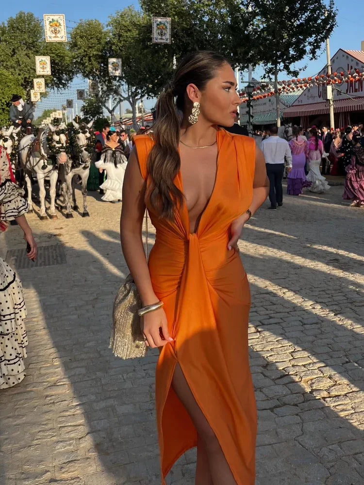 Eugénia | Vestido de Noite Drapeado Elegante