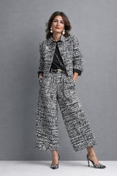 Lucía | Conjunto de Blazer Tweed e Calça Larga
