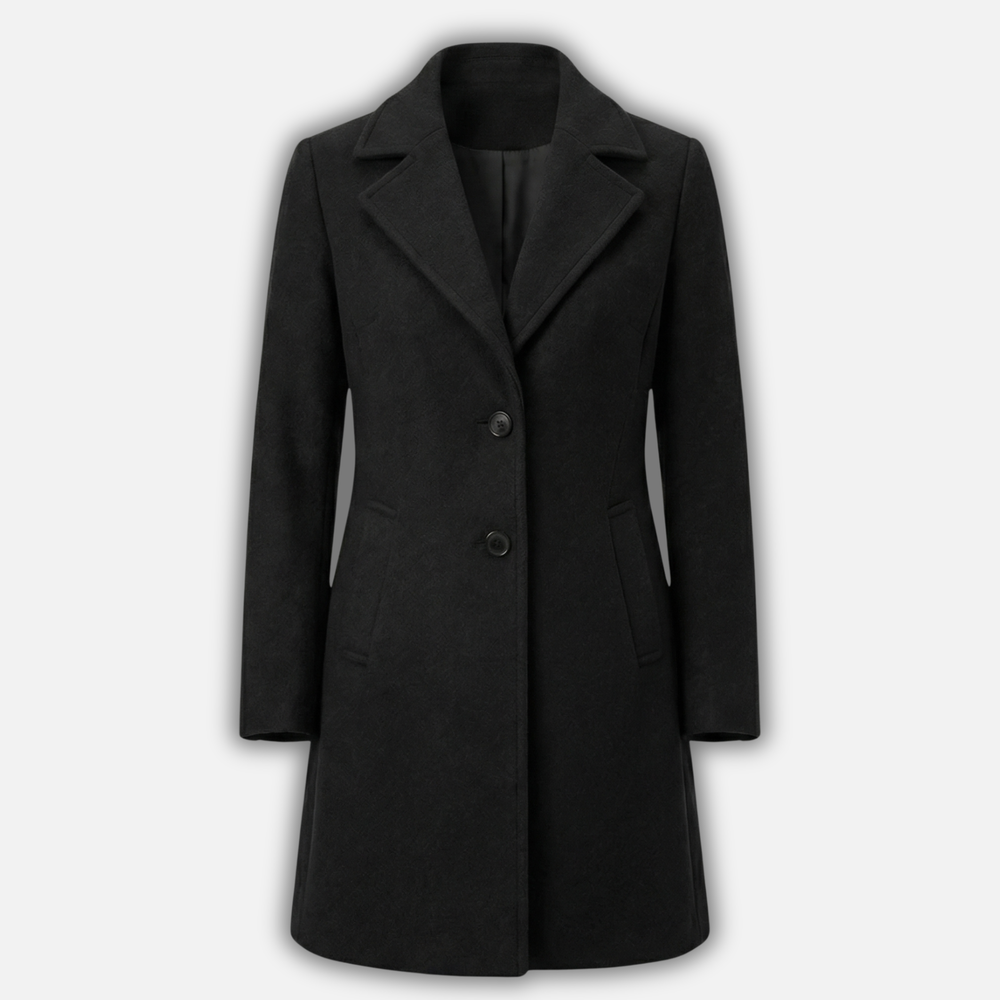 Dlhý elegantný kabát s klopovým golierom