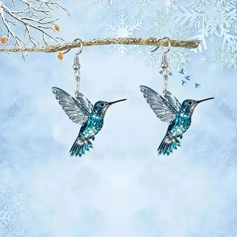 Elvira | Brincos Colibri Cristal Azul