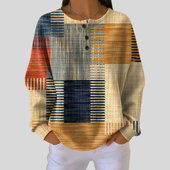 Célia | Top de Botões com Estampado Patchwork