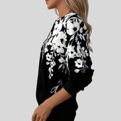 Fátima | Sweatshirt Floral com Fecho no Decote